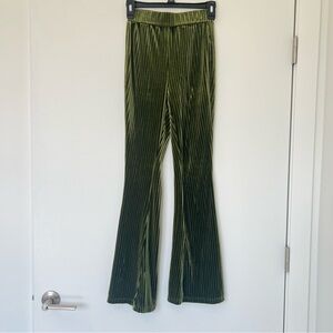 Shein Olive Green Velvet Flare Pants Small